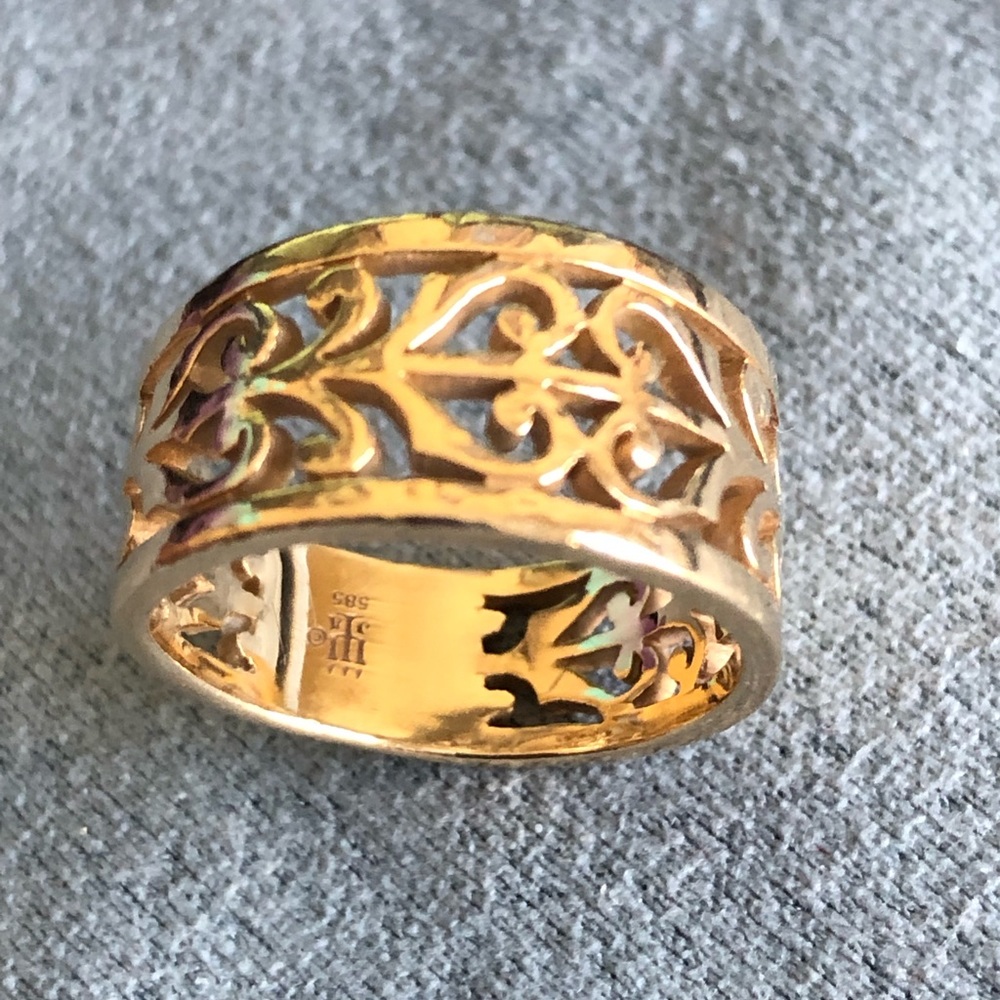 Retired James Avery Adorned Hearts Ring Stamped 585 14K Yellow Gold Size 6